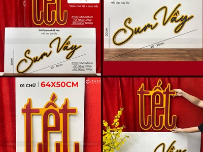 Chữ Tết Sum Vầy Cao 30-64cm [Bằng gỗ - Nhẹ] CHUGO-22